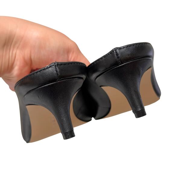 Banana Republic Black Leather Pointed Kitten Heel Mule Office Formal - Size: 9 - Picture 5 of 9